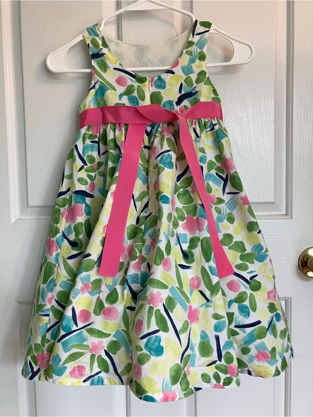 Gymboree Floral Print Sleeveless Girl’s Dress in Green, Pink & Navy